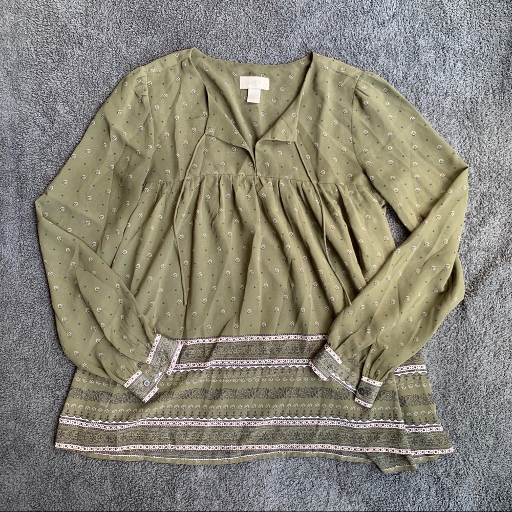 Loft green flowy blouse